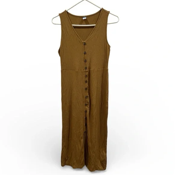 Old Navy Sleeveless Button-Front Tan Dress - Picture 1 of 6